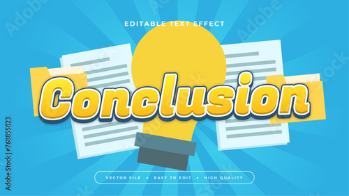 Yellow blue and white conclusion 3d editable text effect - font style