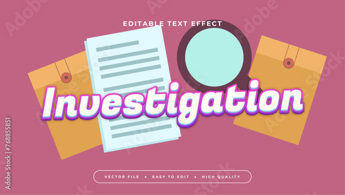 White orange and purple violet investigation 3d editable text effect - font style