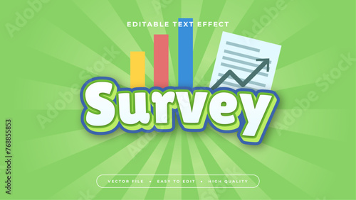Blue orange and green survey 3d editable text effect - font style