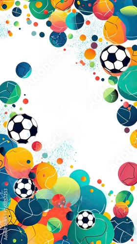 Soccer ball-themed greeting card with a vertical frame.