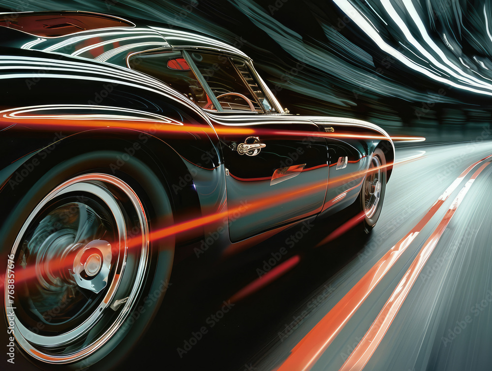 Action photo of a car driving on the road highway. Concept of high speed, race, movement, move, motion, action, dynamics, 