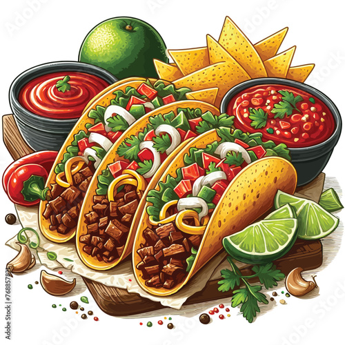 vector art illustration of tacos