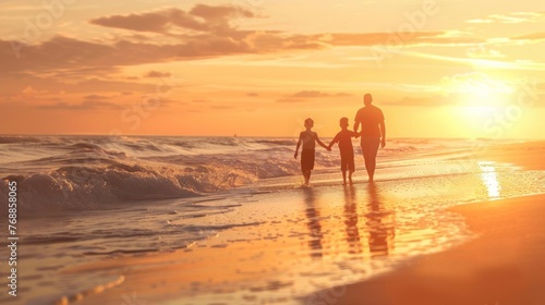 Memories in the Making: With the sun setting on the horizon, casting a warm glow over the beach, the family embraces the magic of the moment, knowing that these cherished memories  © ORG