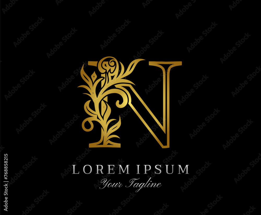 Luxury Golden N letter design. Classic Letter N Design Vector..
