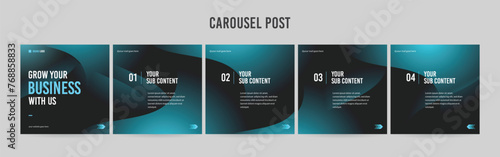 Set of minimalist business carousel post, Customize social media template design, Instagram and Linkedin carousel post, template eps 10.