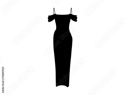 Corset midi dress silhouette vector art white background
