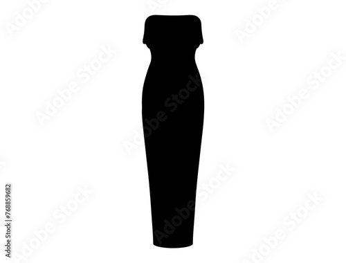 Corset midi dress silhouette vector art white background