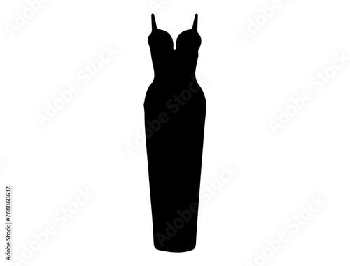 Corset midi dress silhouette vector art white background
