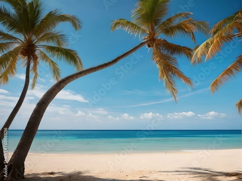 Tropical beach with a palm trees