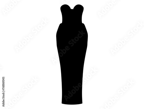 Corset midi dress silhouette vector art white background