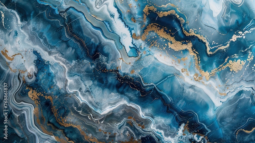 Blue and gold marble texture Blue and gold marble texture