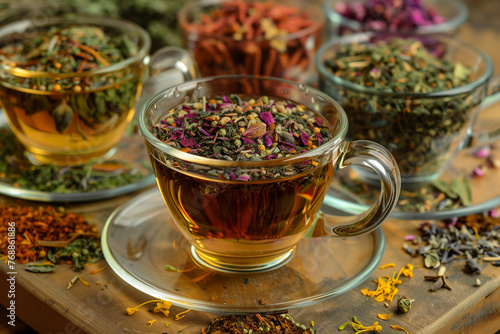 herbal tea blends, glass of refreshment and relaxation, herb medicine (2)