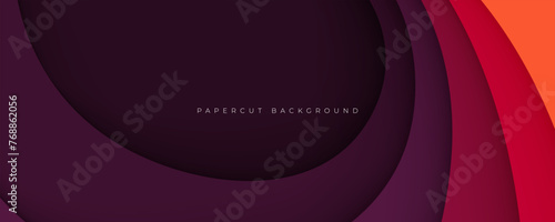 Papercut layers background with orange and purple decorative design vector