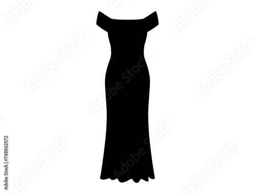 Corset midi dress silhouette vector art white background
