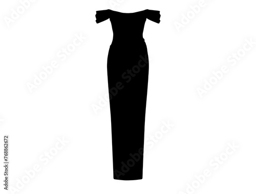 Corset midi dress silhouette vector art white background