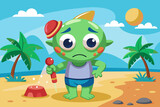 cute alien dalo isn't very happy vector illustration