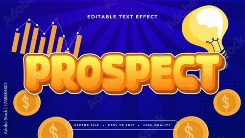 Orange yellow and blue prospect 3d editable text effect - font style