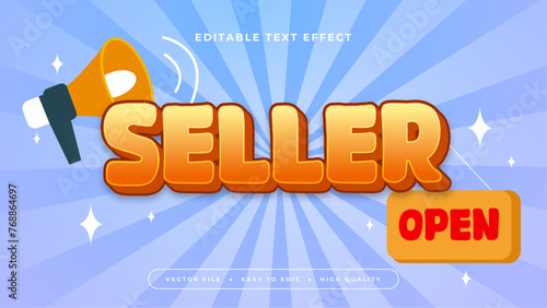Orange white and blue seller 3d editable text effect - font style