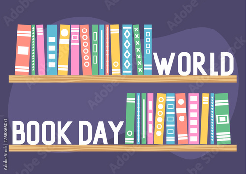 world book day shelves with books banner