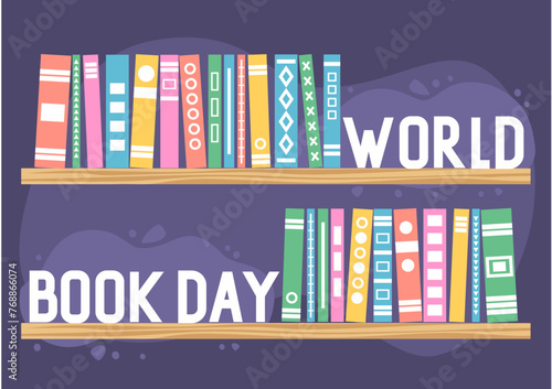 world book day shelves with books banner