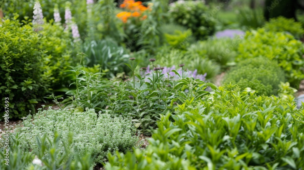 Obraz premium Lush Green Plant the Filled Garden