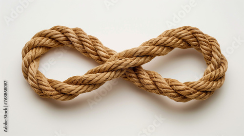 brown rope in the shape of infinity isolated on white background