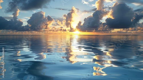 Serene Ocean Sunset  calm water