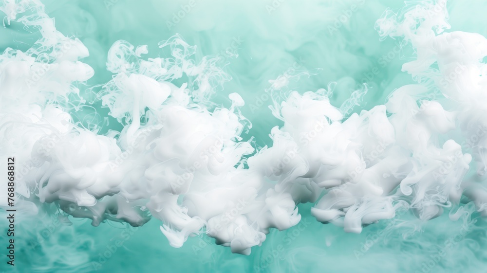 Abstract white ink clouds in turquoise water Abstract white ink clouds in turquoise water