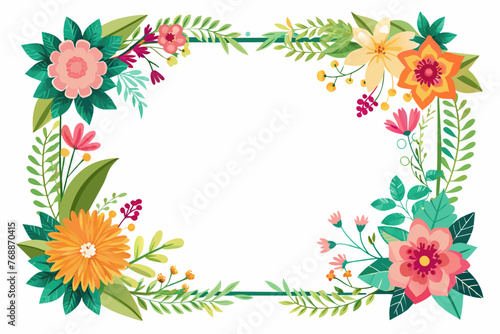 Fototapeta Naklejka Na Ścianę i Meble -   flower border frame template with decorated corner vector illustration