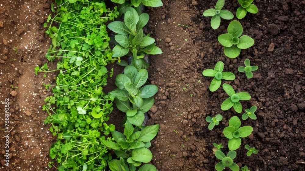 Row of Green Plants Growing in Dirt Row of Green Plants Growing in Dirt