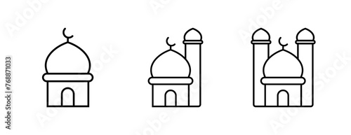 Mosque Icon Set - Line Icon - Editable Vector : Suitable for Islamic Theme and Other Graphic Related Assets.