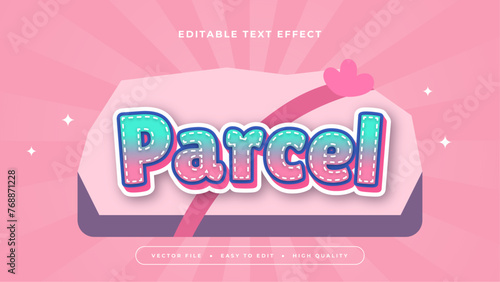 Pink purple violet0 and blue parcel 3d editable text effect - font style