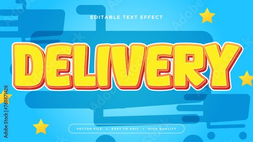 Yellow and blue delivery 3d editable text effect - font style