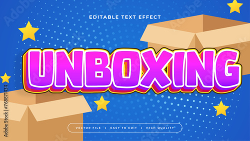 Yellow brown and purple violet unboxing 3d editable text effect - font style