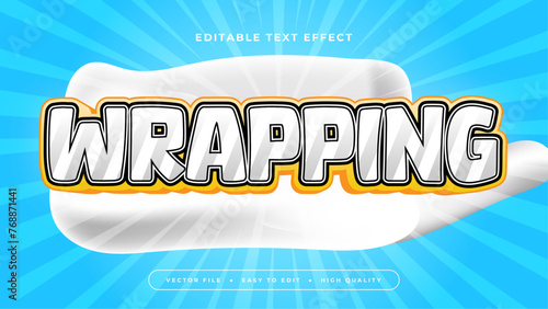 Yellow blue and white wrapping 3d editable text effect - font style