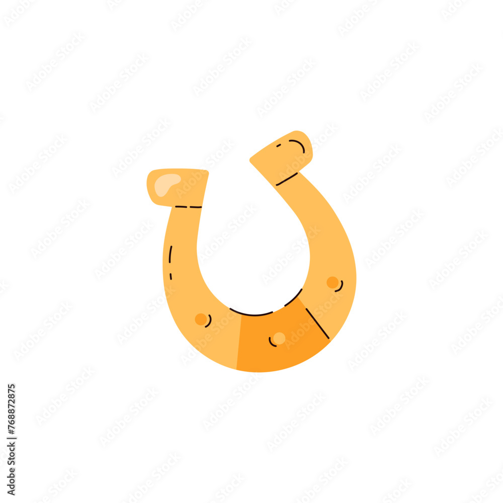 Vector isolated illustration of a golden horseshoe, traditional Asian element. Vector isolated illustration of a golden horseshoe, traditional Asian element.