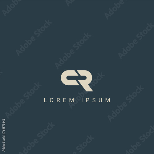 Abstract CR RC letter simple style logo design vector template