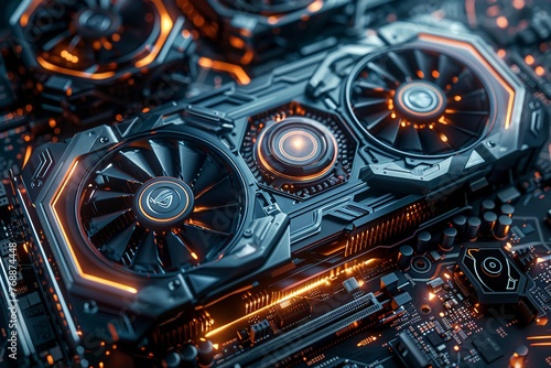Delve into the intricate world of a graphics card through an accurate depiction showcasing its complex structure and components © Silvana