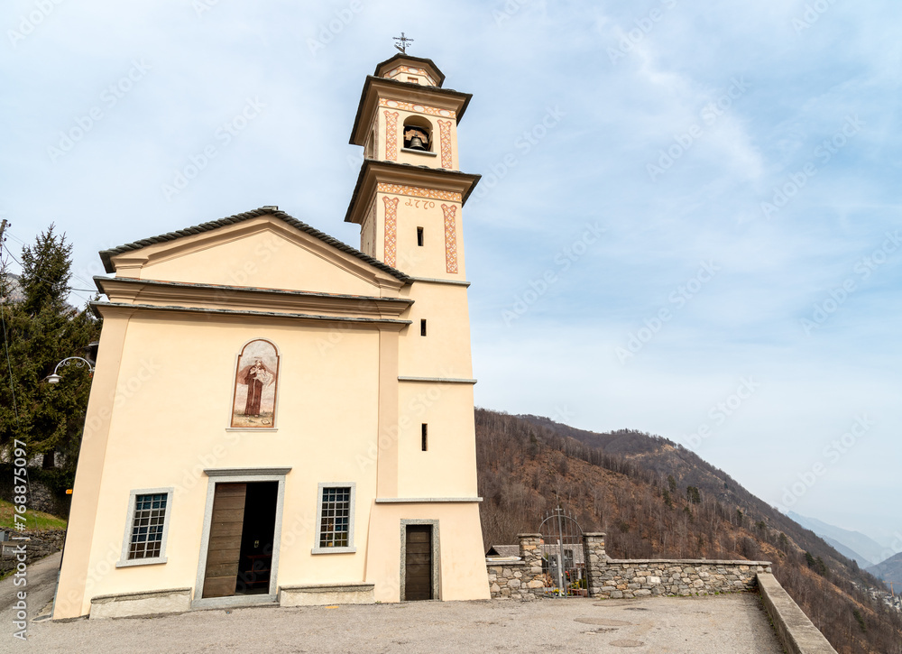 Christian church of Sant Antonio da Padova in Lionza, a hamlet of Centovalli, district of Locarno, in the canton of Ticino, Switzerland