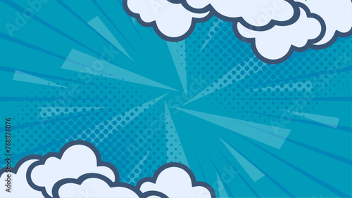 Blue and white abstract creative concept comics pop art style blank layout background. Vector illustration for superhero design, web, banners, posters, cards, wallpapers