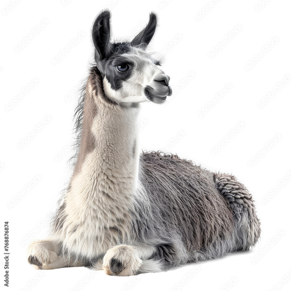 Llama Resting on White Background Llama Resting on White Background