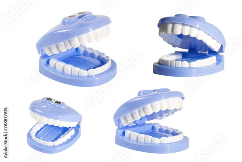 A set of blue and white dental tools photo