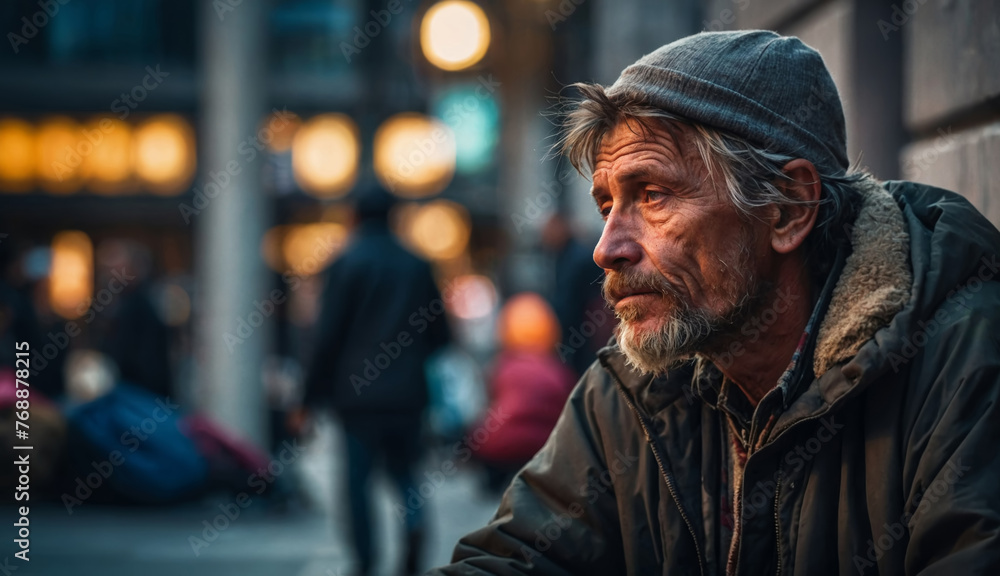 Homeless people beggar with Dogs, hungry homeless begging for help food and money, Problems of big modern cities Homeless people beggar with Dogs, hungry homeless begging for help food and money, Problems of big modern cities