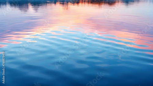 Serene Sunset Reflection Across Calm Waterscape Mirroring Pastel Sky