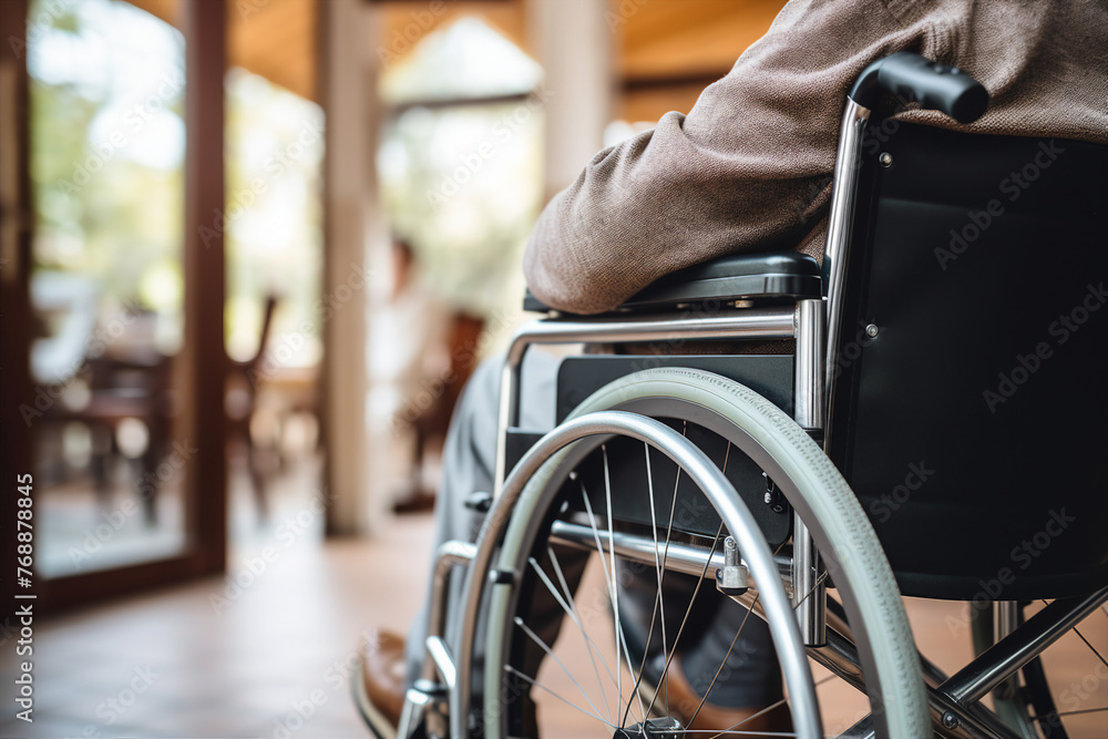 AI generated image of mature unrecognizable senior person sitting in wheelchair AI generated image of mature unrecognizable senior person sitting in wheelchair