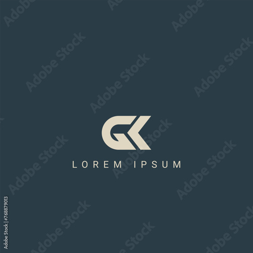 Abstract GK KG letter simple style logo design vector template
