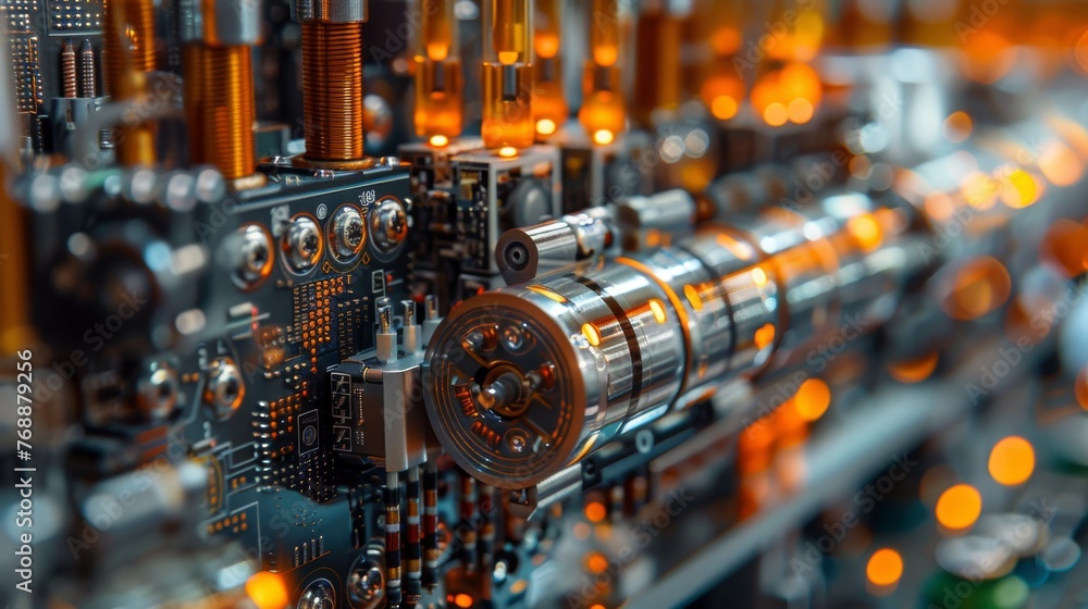 Detailed close-up of intricate circuitry within a robot, illustrating the integration of electronics and programming in robotics education. Detailed close-up of intricate circuitry within a robot, illustrating the integration of electronics and programming in robotics education.