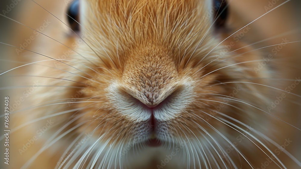 Precise extreme close-up of a bunny's whiskers twitching with alertness, illustrating the acute senses and awareness of rabbits. Precise extreme close-up of a bunny's whiskers twitching with alertness, illustrating the acute senses and awareness of rabbits.