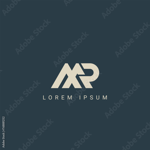 Abstract MP PM letter simple style logo design vector template