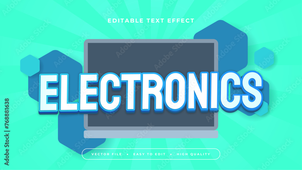 White blue and green electronic 3d editable text effect - font style